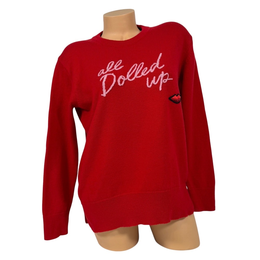 Kate Spade Broome Street Red All Dolled Up Wool Blend Pullover Sweater Medium